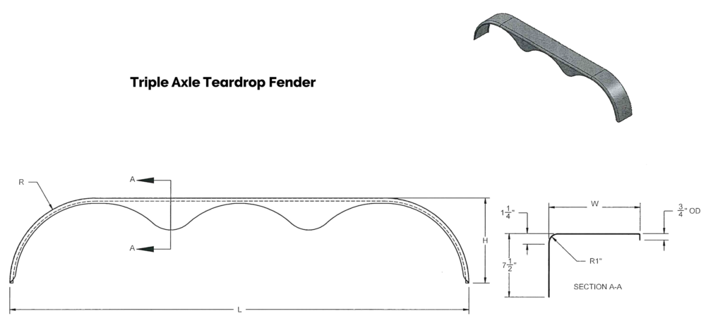 Triple Axle Teardrop Fender